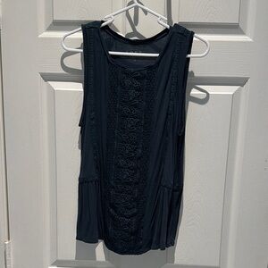 LOFT dark Teal Ruched Tank Top